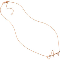 Olas d'Oro - 14K Rose Gold Signature Diamond Bezel Nameplate Necklace - 0.02 Carat Diamond