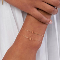 Olas d'Oro - 14K Rose Gold Slanted Gothic Initial Bracelet - Personalized Jewelry for Women