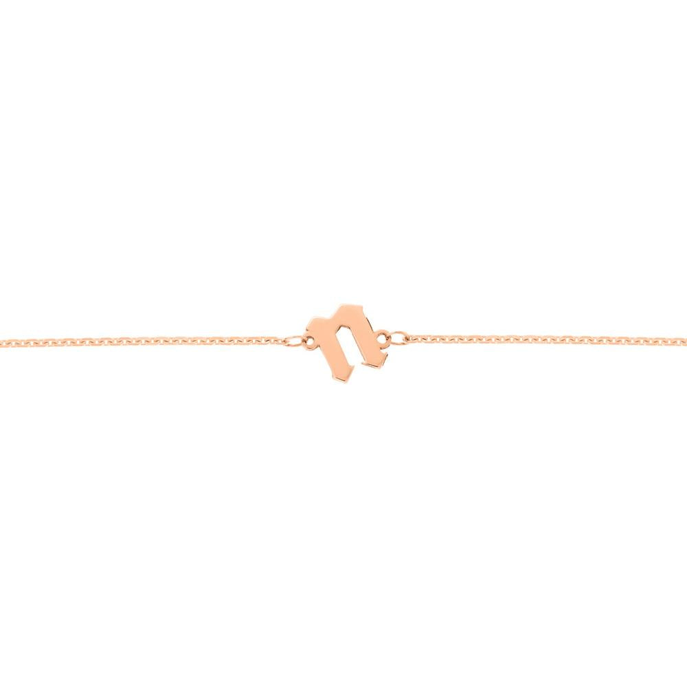 Olas d'Oro - 14K Rose Gold Slanted Gothic Initial Bracelet - Personalized Jewelry for Women