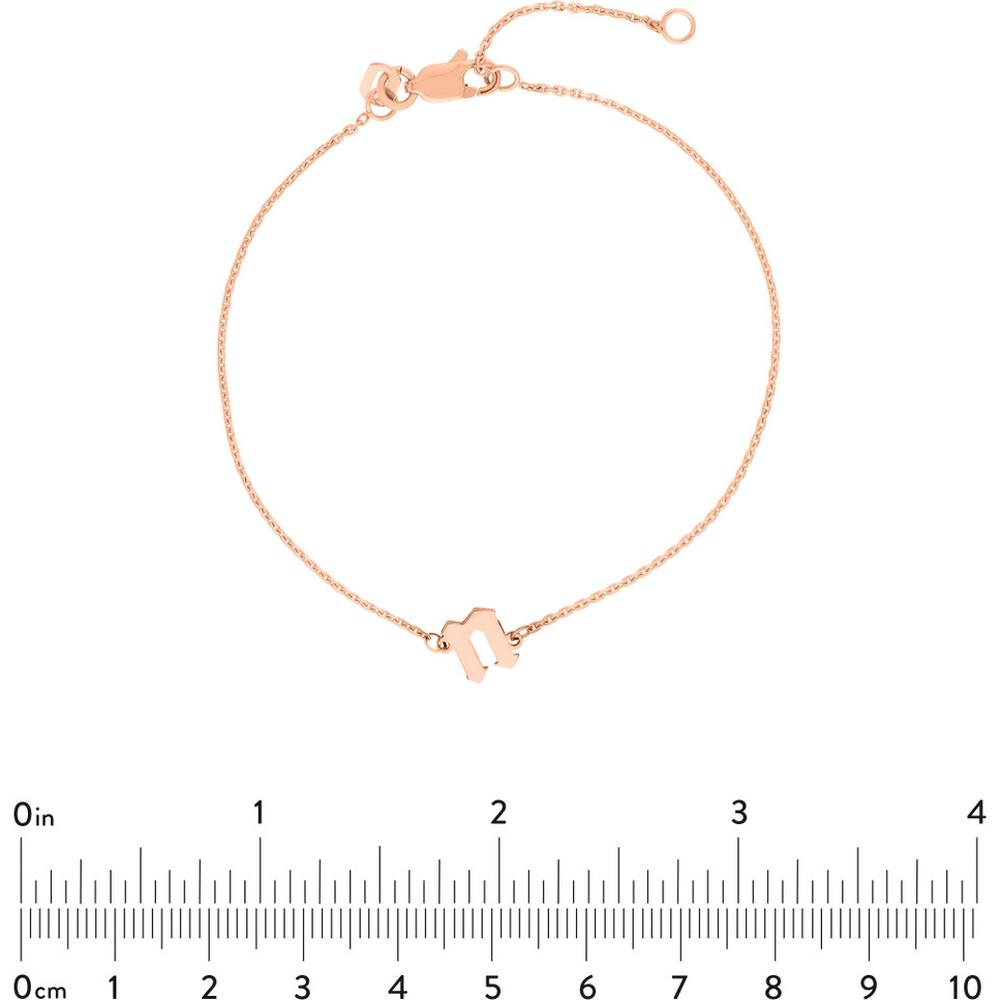 Olas d'Oro - 14K Rose Gold Slanted Gothic Initial Bracelet - Personalized Jewelry for Women