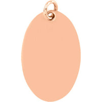 Olas d'Oro - 14K Rose Gold Small Oval Engravable Charm - 1.65 Grams Weight
