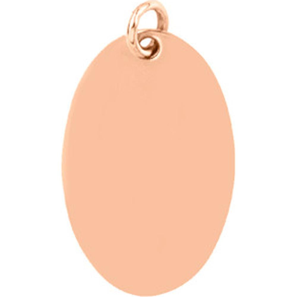 Olas d'Oro - 14K Rose Gold Small Oval Engravable Charm - 1.65 Grams Weight
