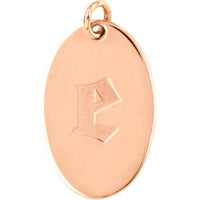 Olas d'Oro - 14K Rose Gold Small Oval Engravable Charm - 1.65 Grams Weight