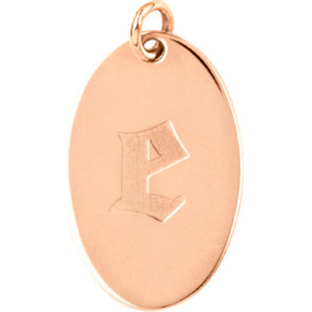 Olas d'Oro - 14K Rose Gold Small Oval Engravable Charm - 1.65 Grams Weight