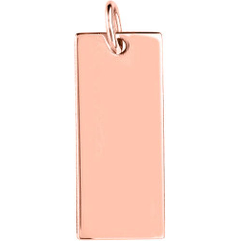 Olas d'Oro - 14K Rose Gold Small Rectangular Engravable Charm Personalized Jewelry Pendant
