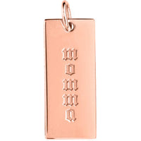 Olas d'Oro - 14K Rose Gold Small Rectangular Engravable Charm Personalized Jewelry Pendant