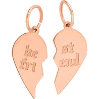 Olas d'Oro - 14K Rose Gold Split Heart Pendant Charm Engravable 1.90 Grams