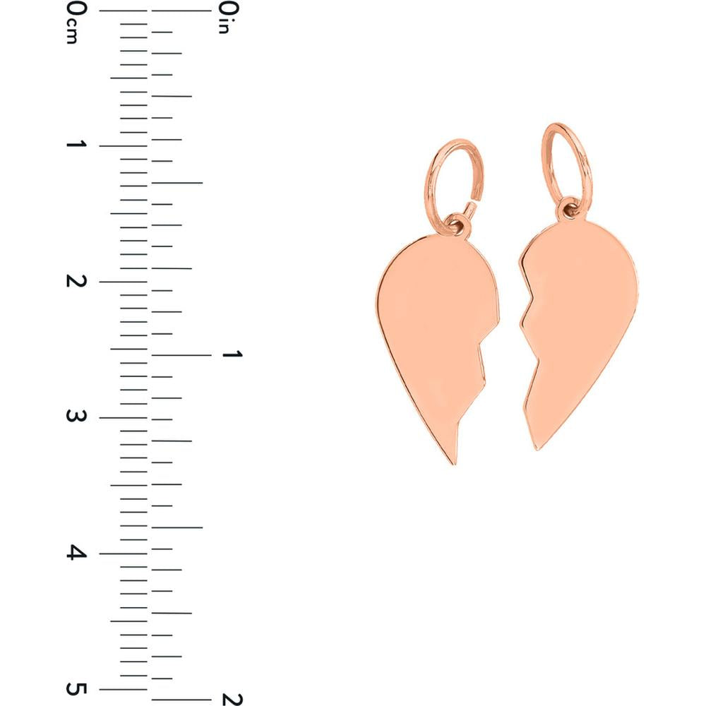 Olas d'Oro - 14K Rose Gold Split Heart Pendant Charm Engravable 1.90 Grams