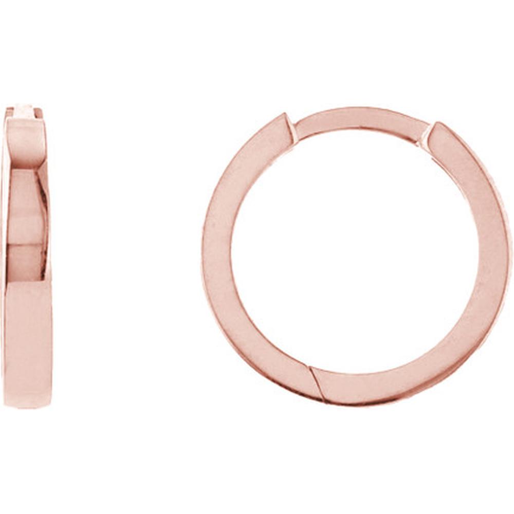 Olas d'Oro - 14K Rose Gold Square Wire Hoop Earrings with Snap-Lock Clasp - 1.40 Grams Total Weight