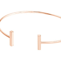 Olas d'Oro - 14K Rose Gold Staple Bar Cuff Bangle - 3.06 Grams
