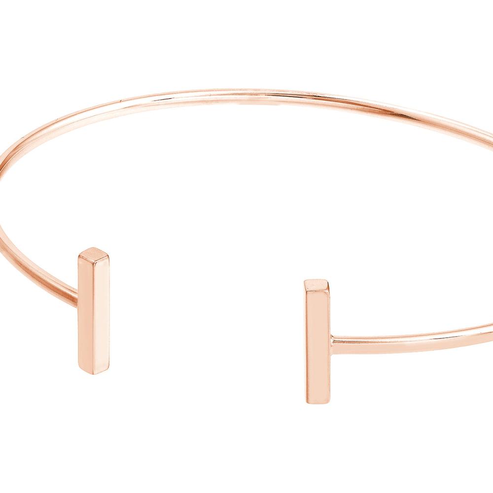 Olas d'Oro - 14K Rose Gold Staple Bar Cuff Bangle - 3.06 Grams