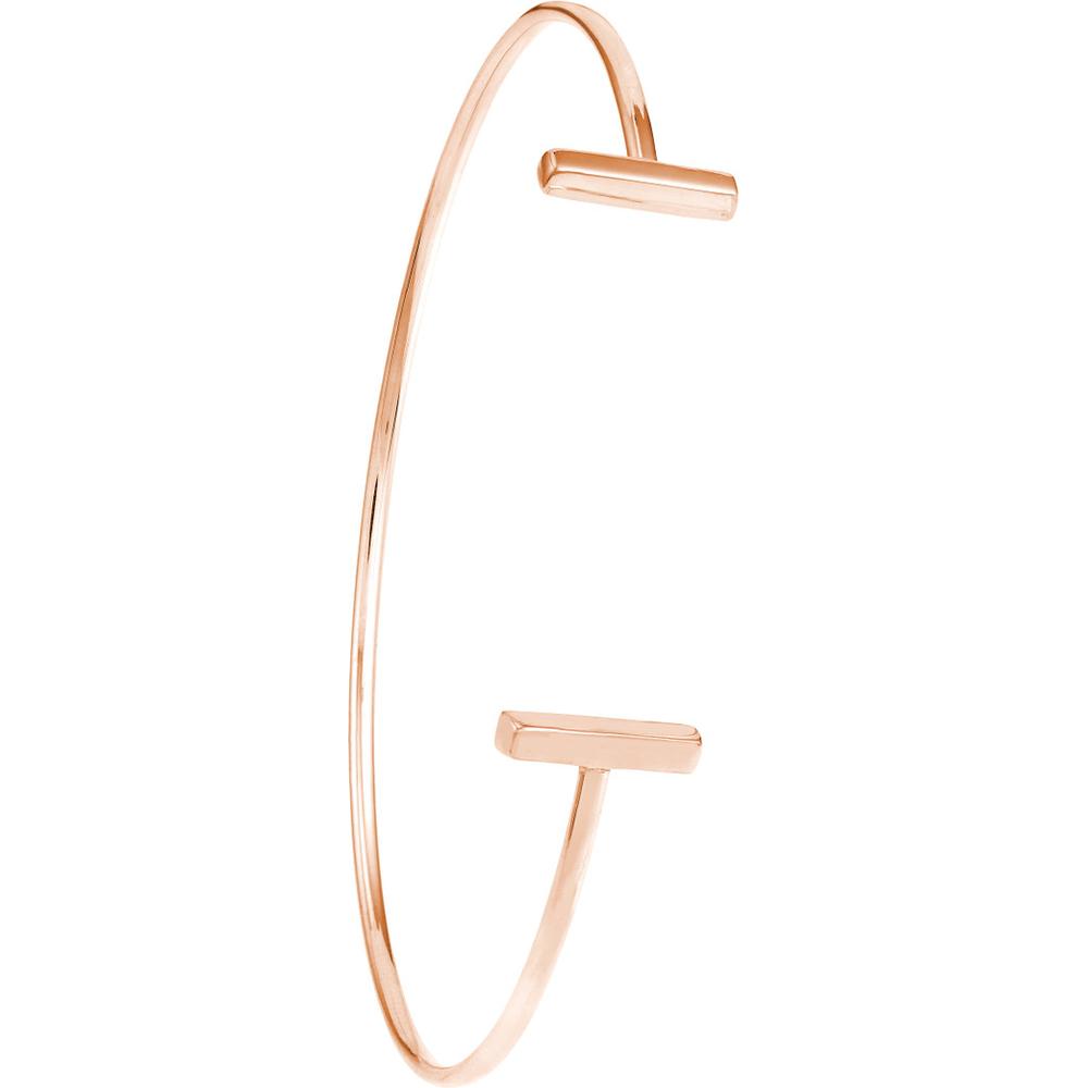 Olas d'Oro - 14K Rose Gold Staple Bar Cuff Bangle - 3.06 Grams