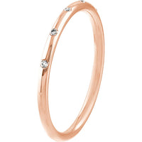 Olas d'Oro - 14K Rose Gold Thin Band Ring with Diamond Stations - 0.03 Carat Total Diamond Weight