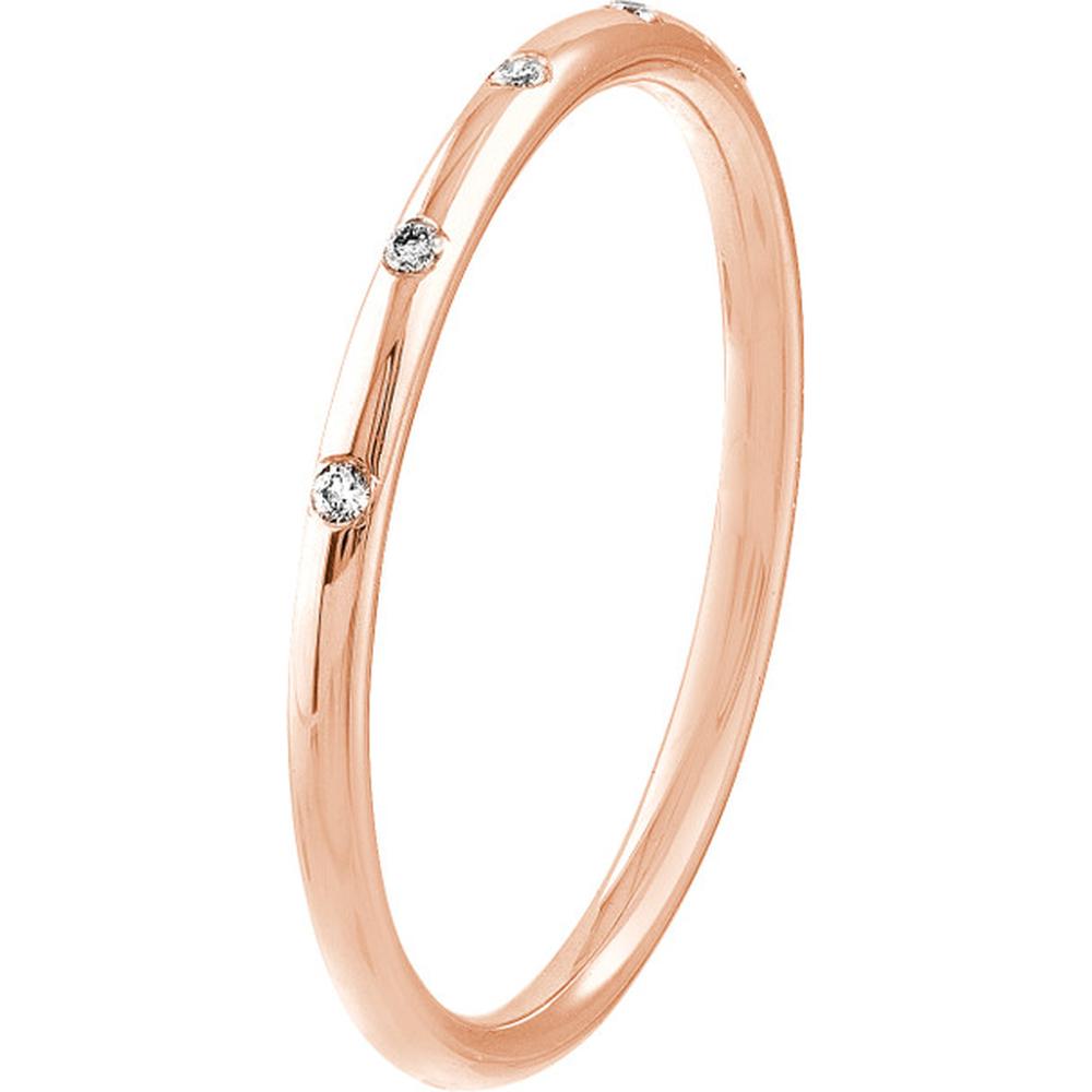 Olas d'Oro - 14K Rose Gold Thin Band Ring with Diamond Stations - 0.03 Carat Total Diamond Weight