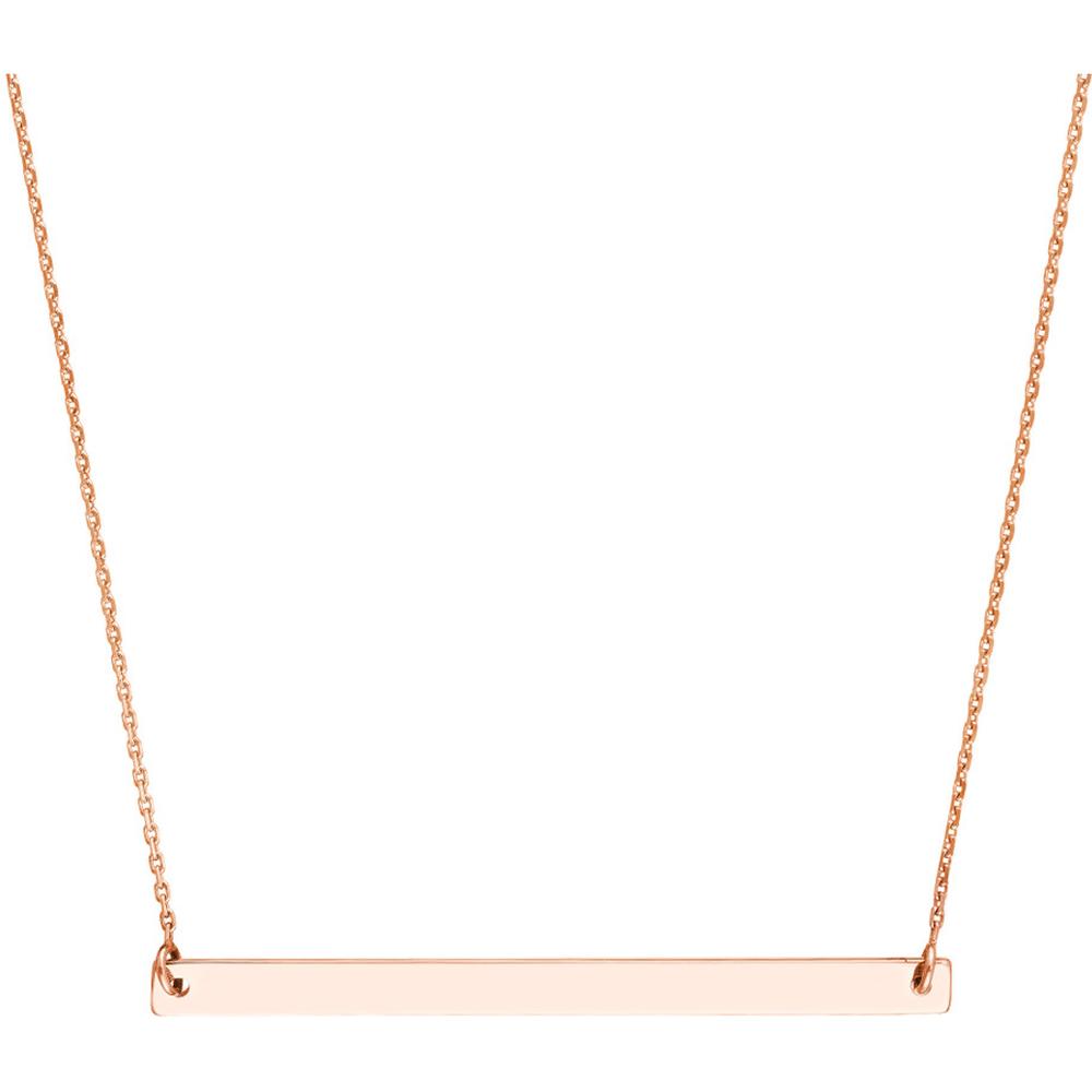 Olas d'Oro - 14K Rose Gold Thin Bar Adjustable Necklace with Custom Engraving Option