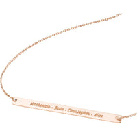 Olas d'Oro - 14K Rose Gold Thin Bar Adjustable Necklace with Custom Engraving Option