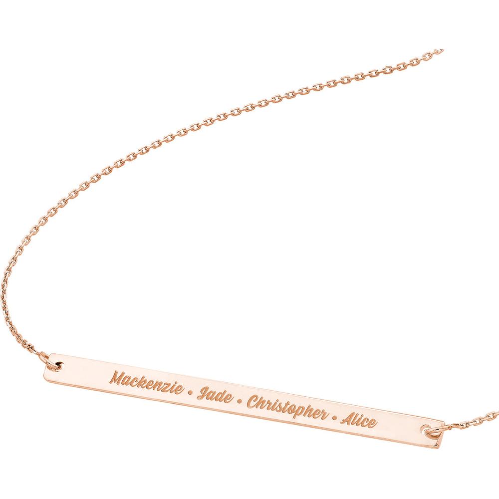 Olas d'Oro - 14K Rose Gold Thin Bar Adjustable Necklace with Custom Engraving Option