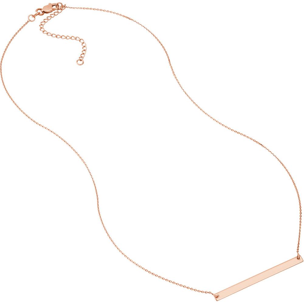 Olas d'Oro - 14K Rose Gold Thin Bar Adjustable Necklace with Custom Engraving Option