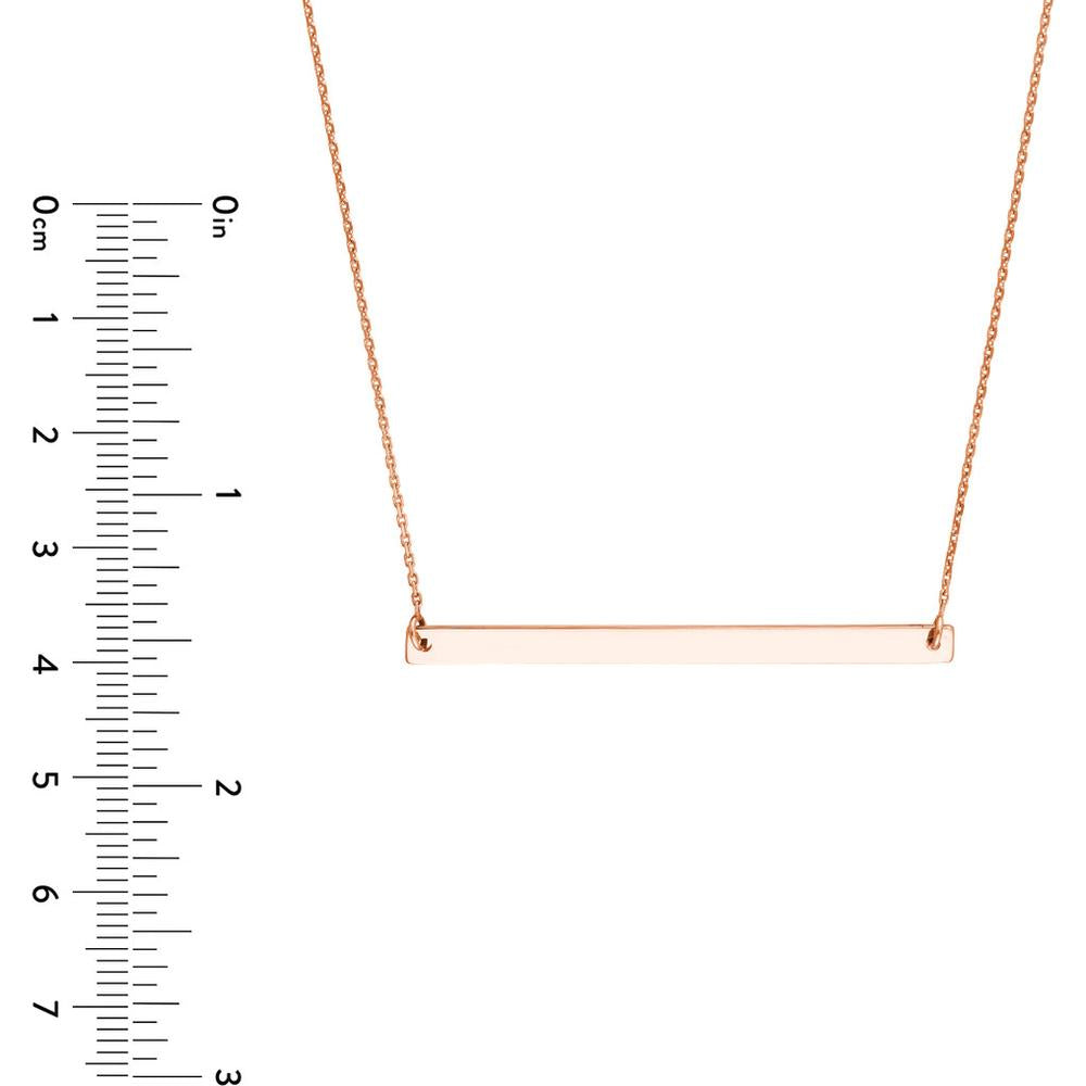 Olas d'Oro - 14K Rose Gold Thin Bar Adjustable Necklace with Custom Engraving Option