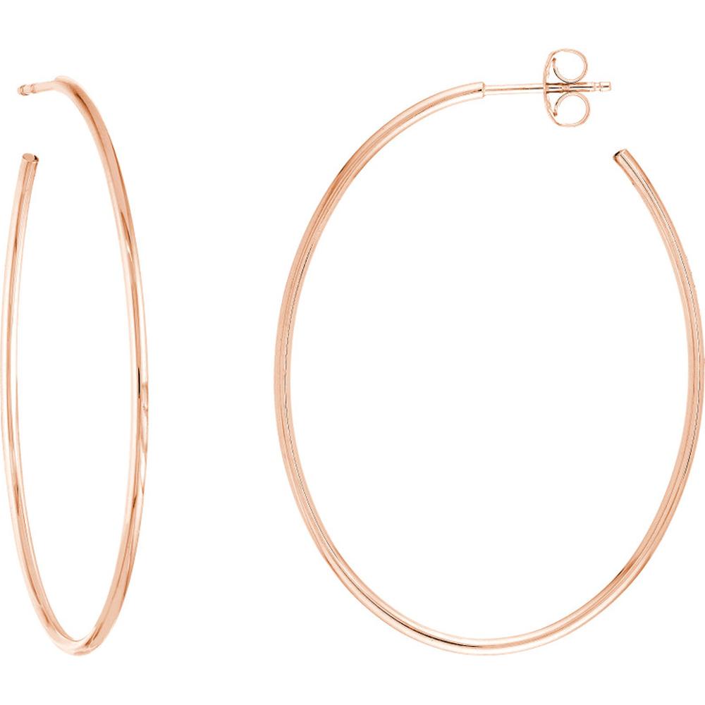 Olas d'Oro - 14K Rose Gold Thin Oval Hoop Earrings - 41.50mm x 31.50mm