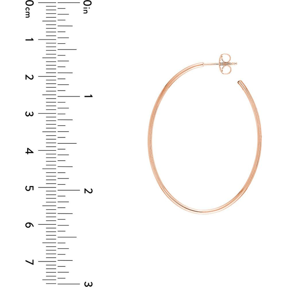 Olas d'Oro - 14K Rose Gold Thin Oval Hoop Earrings - 41.50mm x 31.50mm