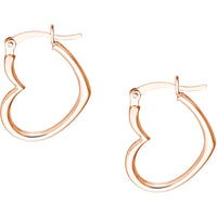 Olas d'Oro - 14K Rose Gold Tilted Heart Hoop Earrings - 1.10 Grams