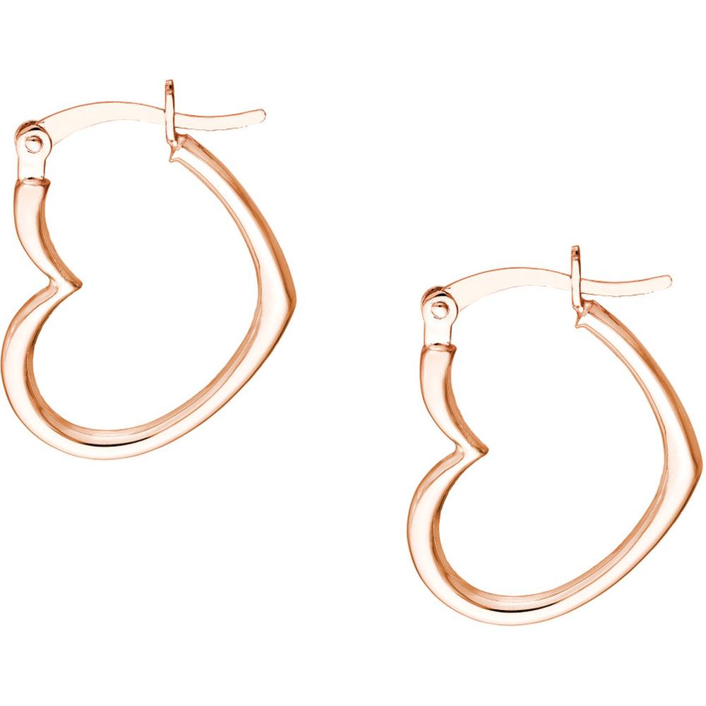 Olas d'Oro - 14K Rose Gold Tilted Heart Hoop Earrings - 1.10 Grams