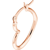 Olas d'Oro - 14K Rose Gold Tilted Heart Hoop Earrings - 1.10 Grams