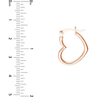 Olas d'Oro - 14K Rose Gold Tilted Heart Hoop Earrings - 1.10 Grams