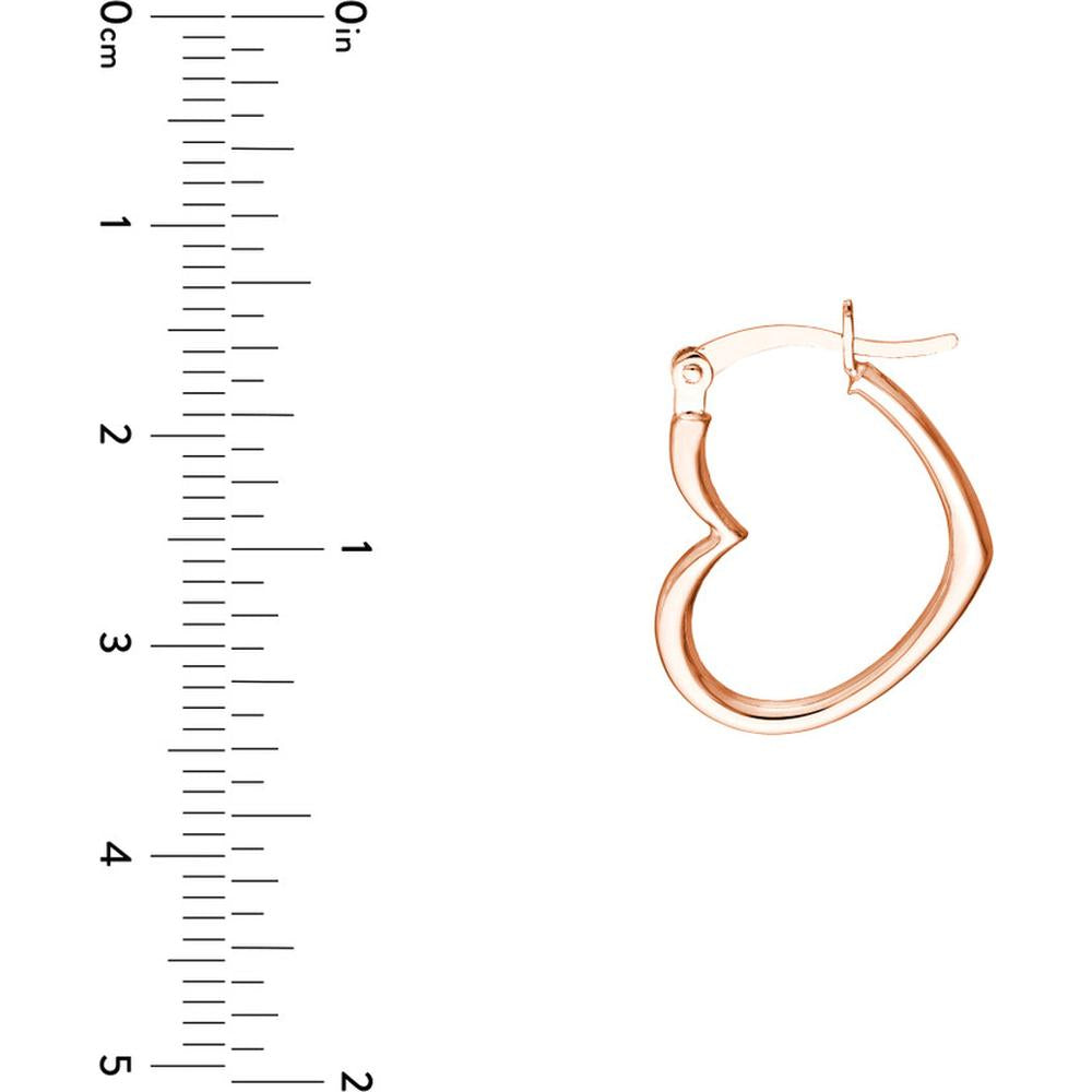 Olas d'Oro - 14K Rose Gold Tilted Heart Hoop Earrings - 1.10 Grams