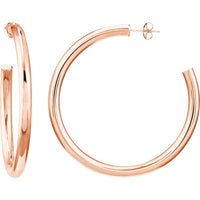 Olas d'Oro - 14K Rose Gold Tube Hoop Earrings - 50mm x 4mm