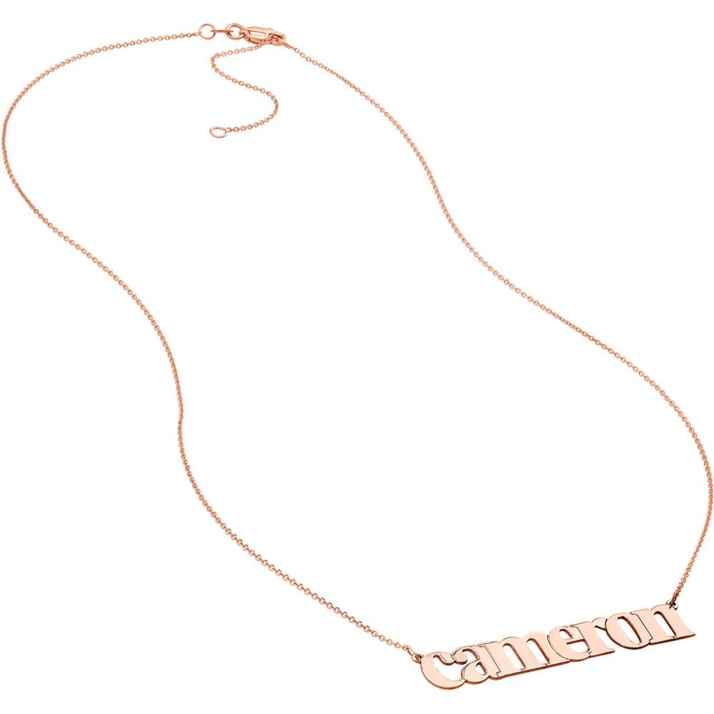 Olas d'Oro - 14K Rose Gold Typewriter Font Personalized Nameplate Necklace - 7mm