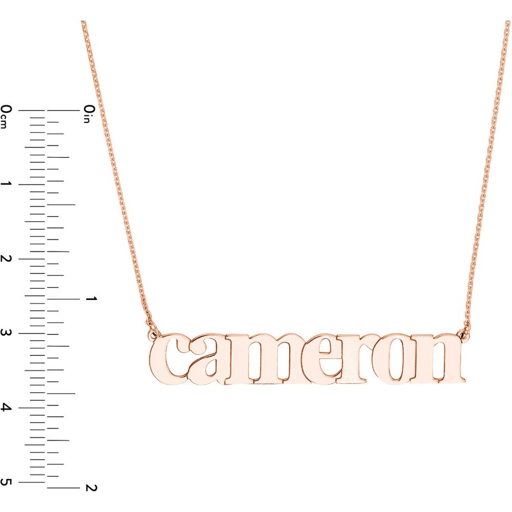 Olas d'Oro - 14K Rose Gold Typewriter Font Personalized Nameplate Necklace - 7mm