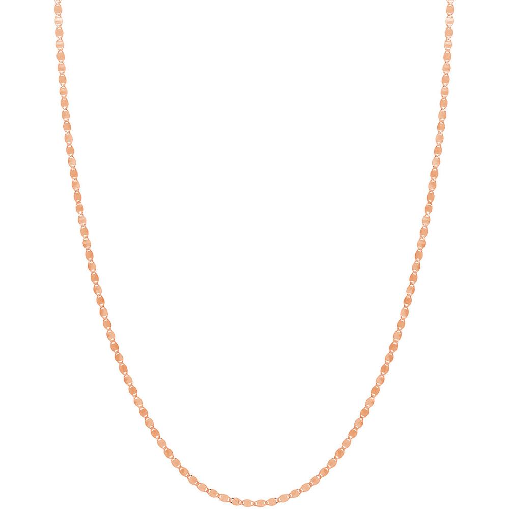 Olas d'Oro - 14K Rose Gold Valentino Chain 16" Necklace with Flat Disc Links 2.70mm Width, 2.14 Grams Average Weight