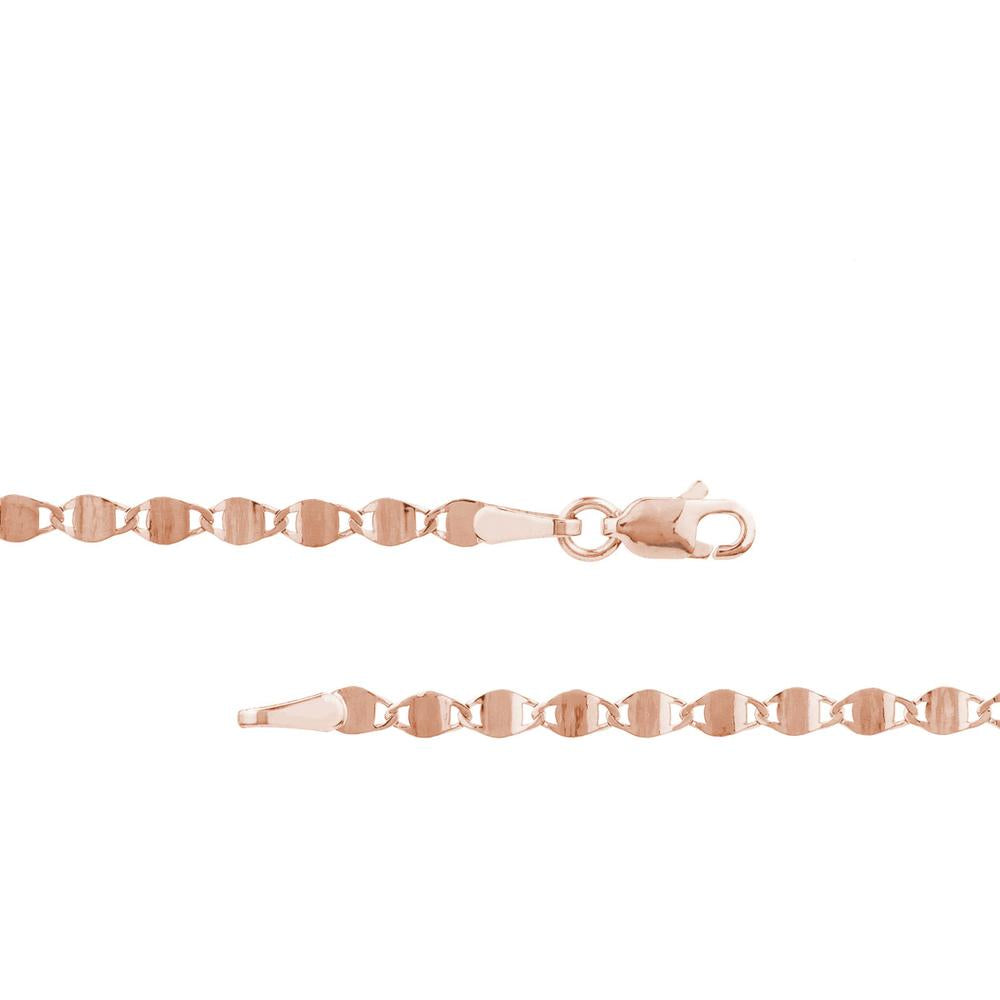 Olas d'Oro - 14K Rose Gold Valentino Chain 16" Necklace with Flat Disc Links 2.70mm Width, 2.14 Grams Average Weight