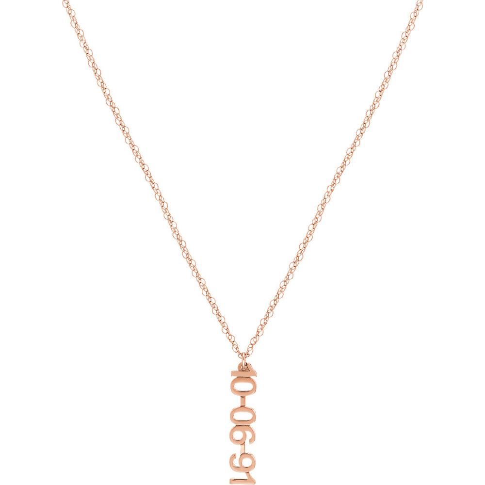 Olas d'Oro - 14K Rose Gold Vertical Block Numeral Pendant Necklace - 5mm