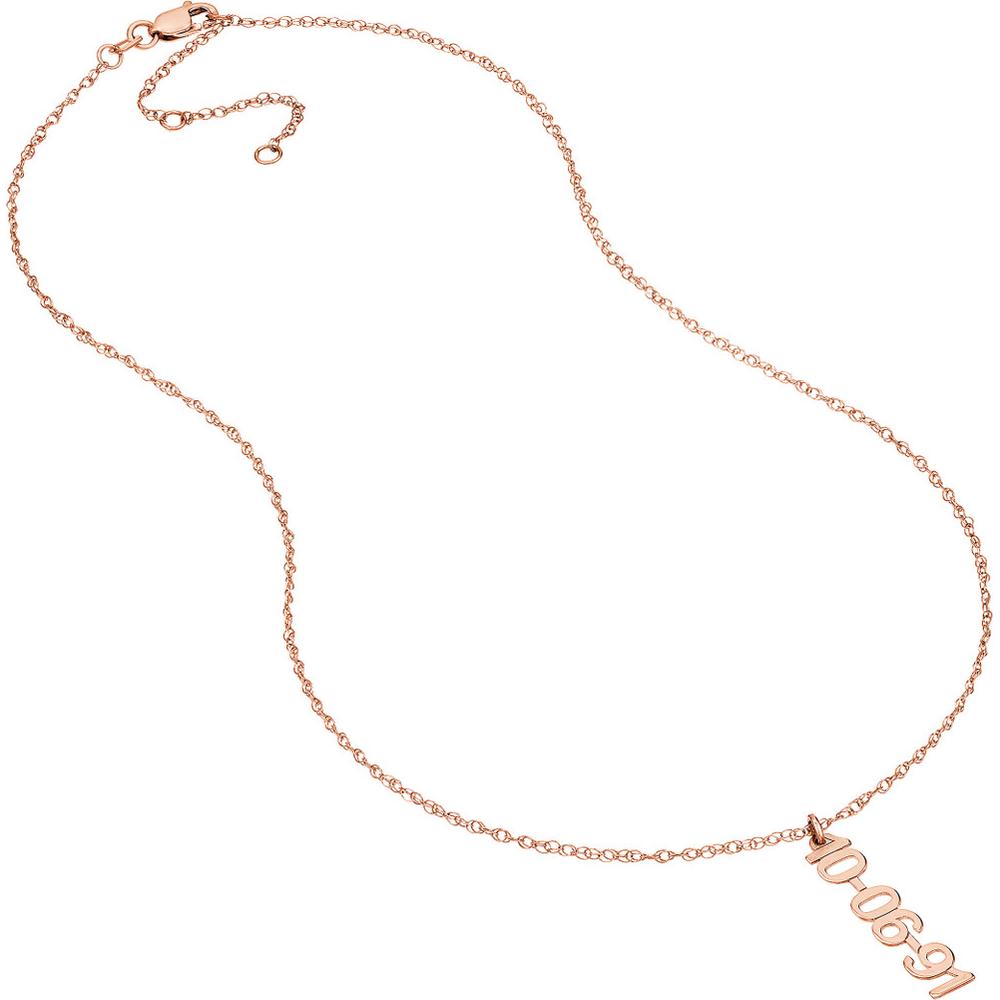 Olas d'Oro - 14K Rose Gold Vertical Block Numeral Pendant Necklace - 5mm