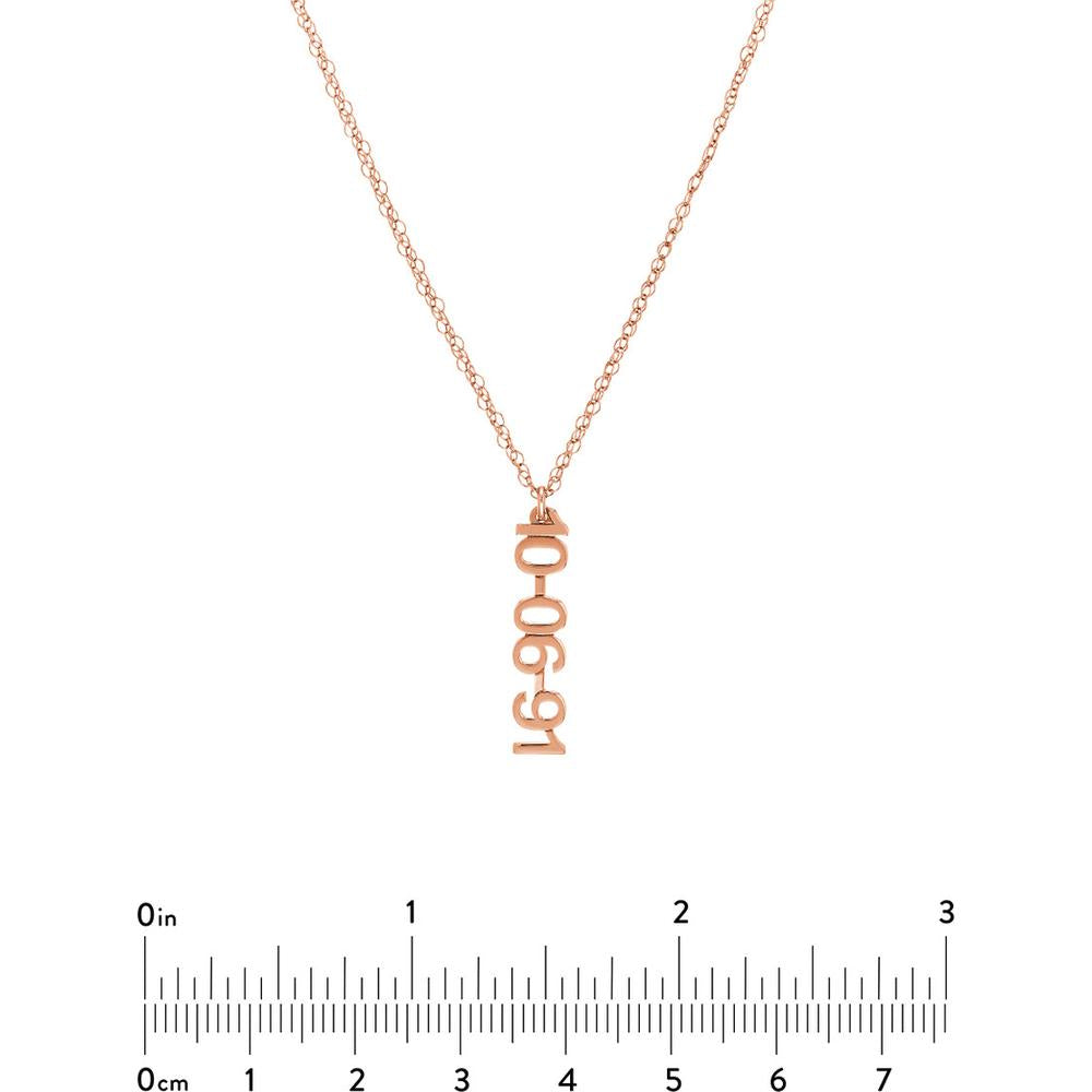 Olas d'Oro - 14K Rose Gold Vertical Block Numeral Pendant Necklace - 5mm