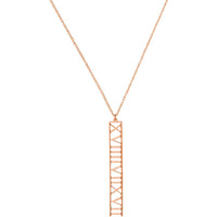 Olas d'Oro - 14K Rose Gold Vertical Roman Numeral Pendant Necklace - 7mm