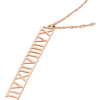 Olas d'Oro - 14K Rose Gold Vertical Roman Numeral Pendant Necklace - 7mm