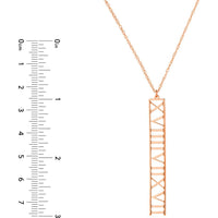 Olas d'Oro - 14K Rose Gold Vertical Roman Numeral Pendant Necklace - 7mm