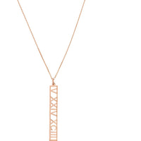 Olas d'Oro - 14K Rose Gold Vertical Roman Numeral Pendant Necklace