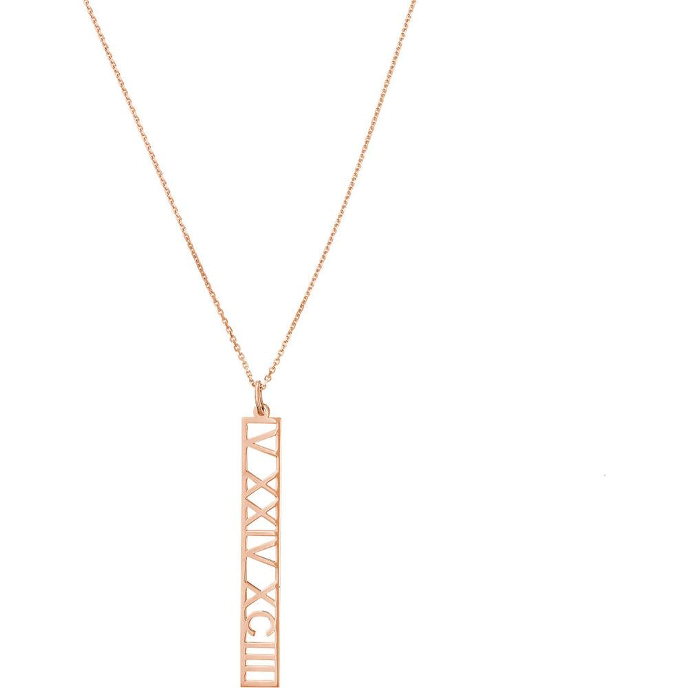 Olas d'Oro - 14K Rose Gold Vertical Roman Numeral Pendant Necklace