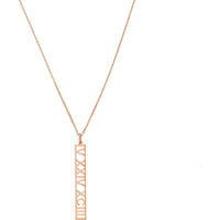 Olas d'Oro - 14K Rose Gold Vertical Roman Numeral Pendant Necklace