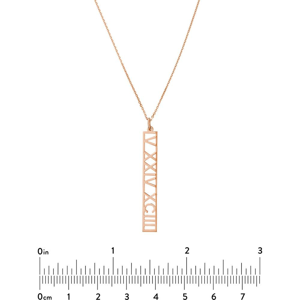 Olas d'Oro - 14K Rose Gold Vertical Roman Numeral Pendant Necklace