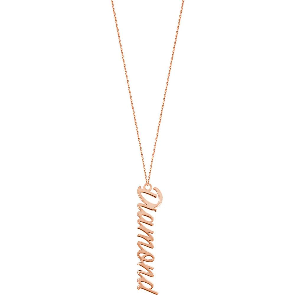 Olas d'Oro - 14K Rose Gold Vertical Script Custom Necklace - 5mm Width