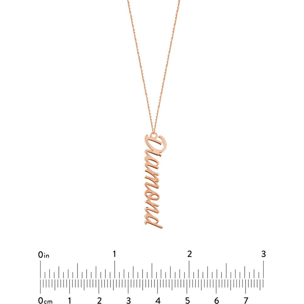 Olas d'Oro - 14K Rose Gold Vertical Script Custom Necklace - 5mm Width