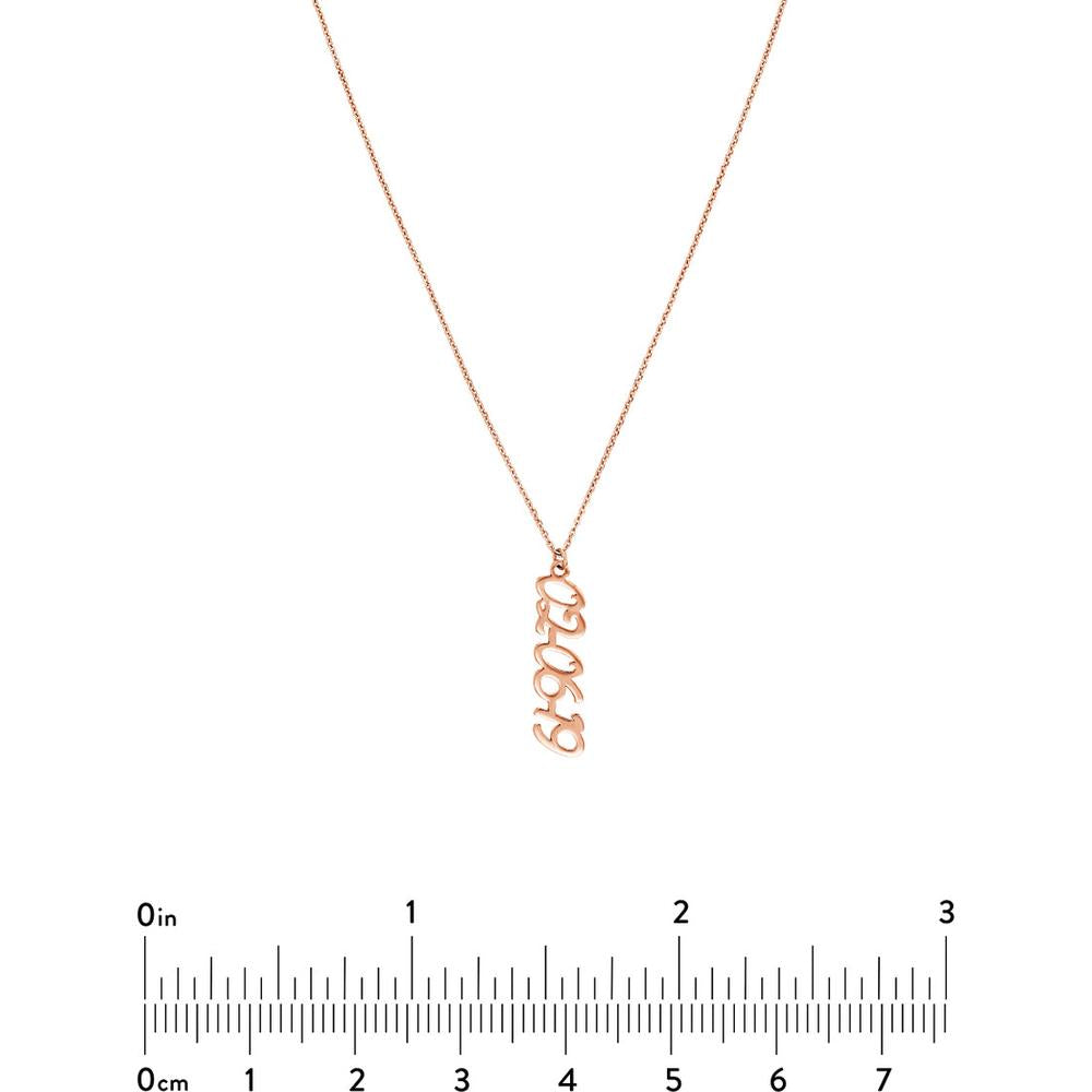 Olas d'Oro - 14K Rose Gold Vertical Script Numeral Necklace - 2.10 Grams Weight