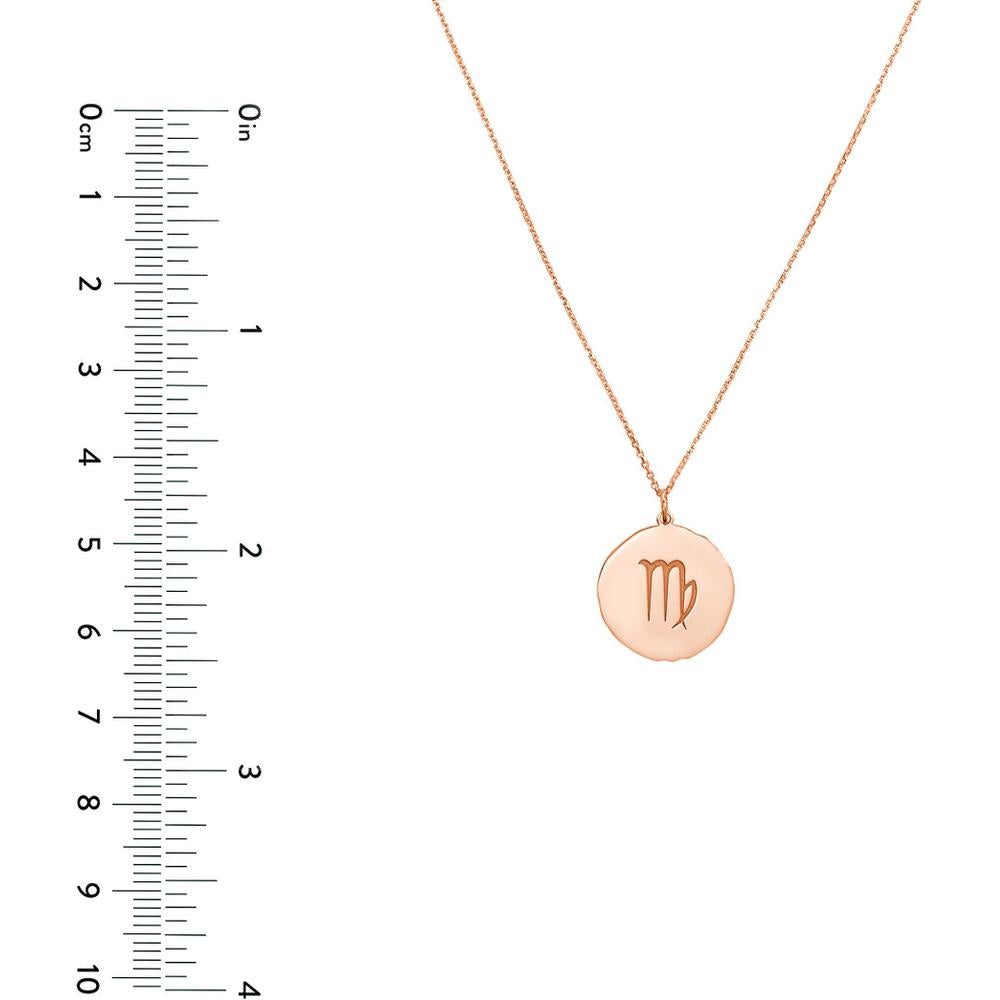 Olas d'Oro - 14K Rose Gold Virgo Organic Disc Pendant Necklace with Lobster Clasp - 3.10 Grams