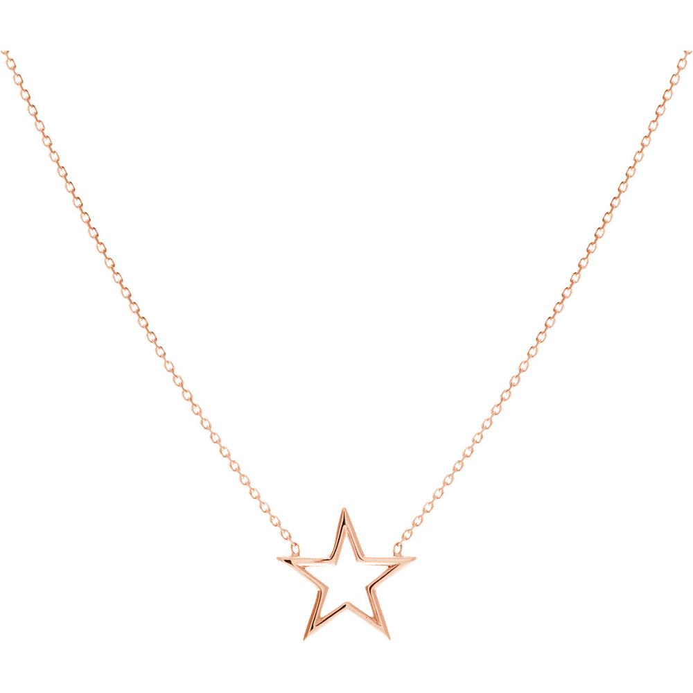 Olas d'Oro - 14K Rose Gold Wire Star Adjustable Necklace Celestial Pendant Design